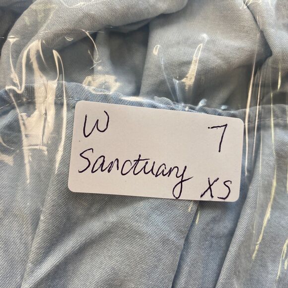 Sanctuary Top Womens XS Chambray Denim Ruffled Boho Bell Sleeve Feminine Blue - Picture 10 of 10